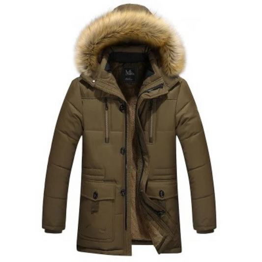 Men's Parka Winter Jacket With Warm Lining And Detachable Fur Collar