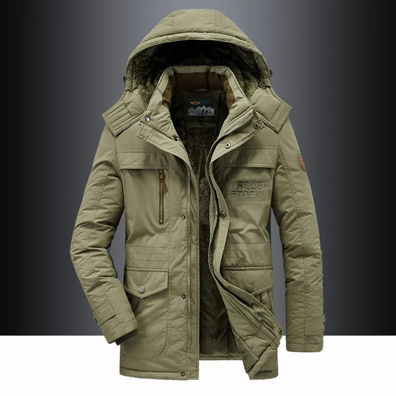 Men's water-repellent parka jacket with adjustable hood