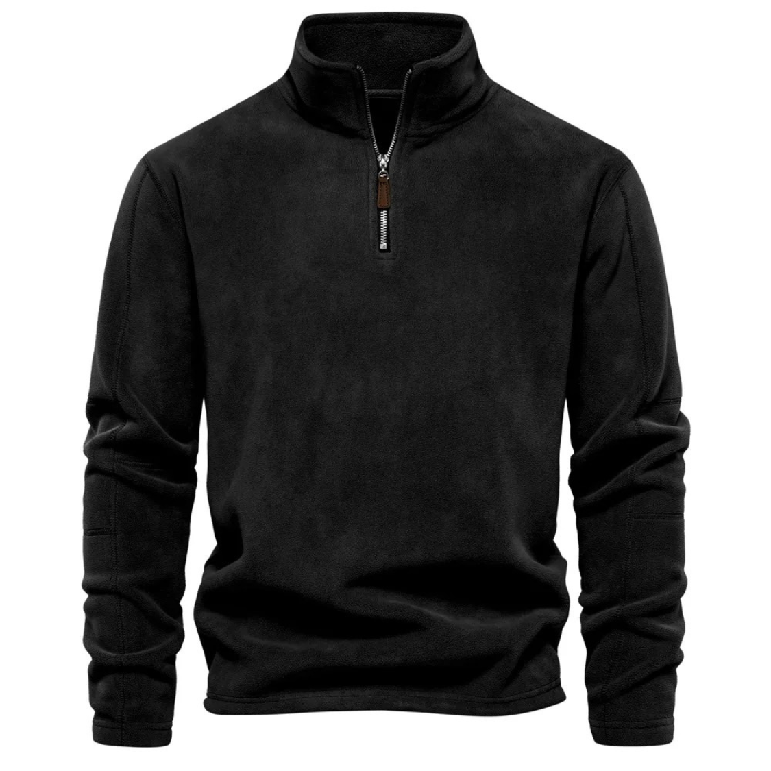 Comfortable fleece pullover with zip and stand-up collar