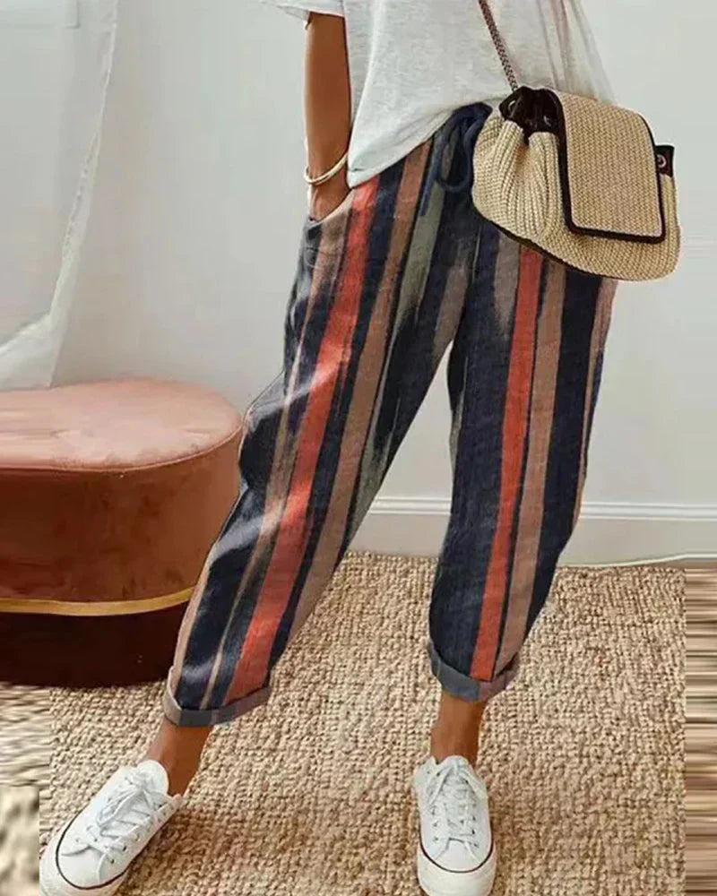 Casual cotton-linen trousers for women