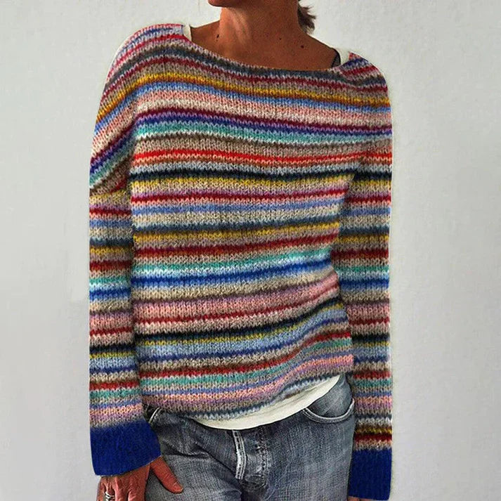 Elegant striped jumper with long sleeves