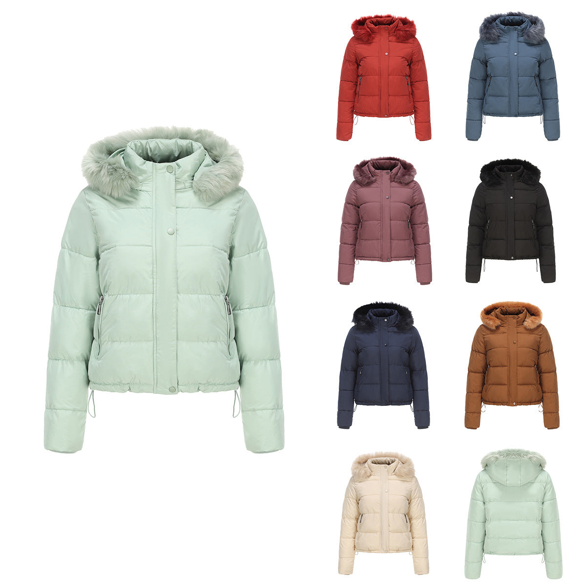 Women - Winter Jacket - Detachable Cotton Hood - Warm Stylish Outerwear for Cold Weather