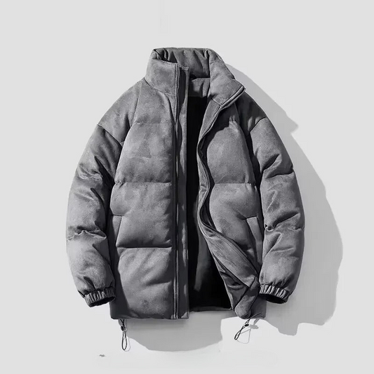 Puffer jacket with drawstring hem and front zip