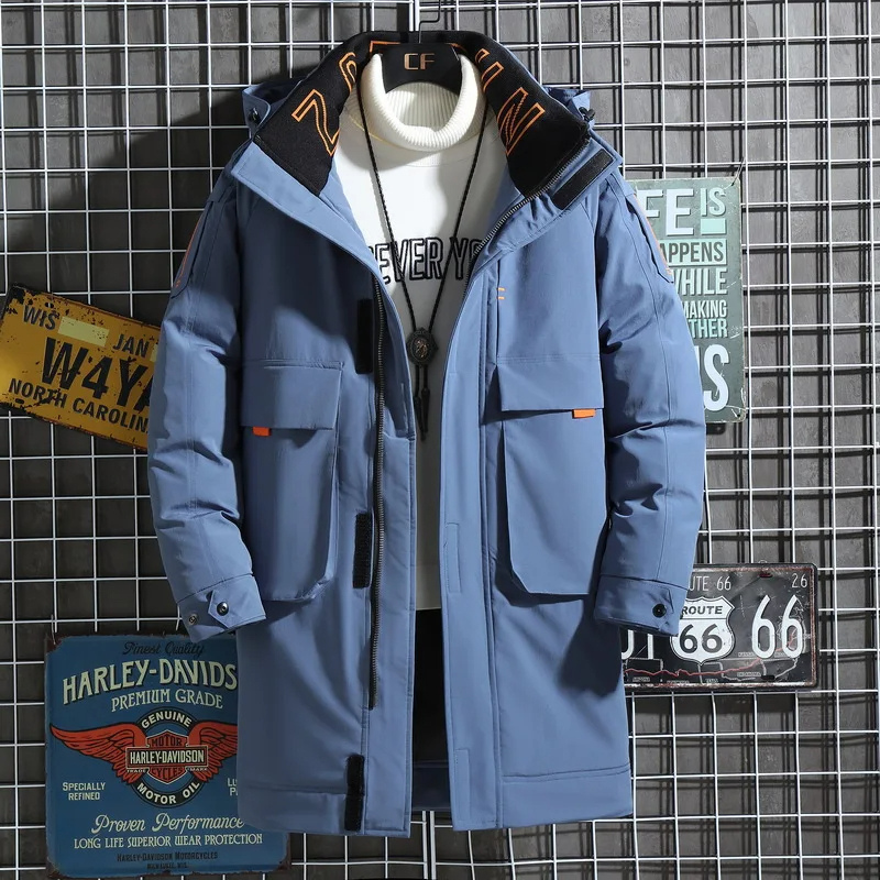 Men's parka winter jacket with hood and zip pockets