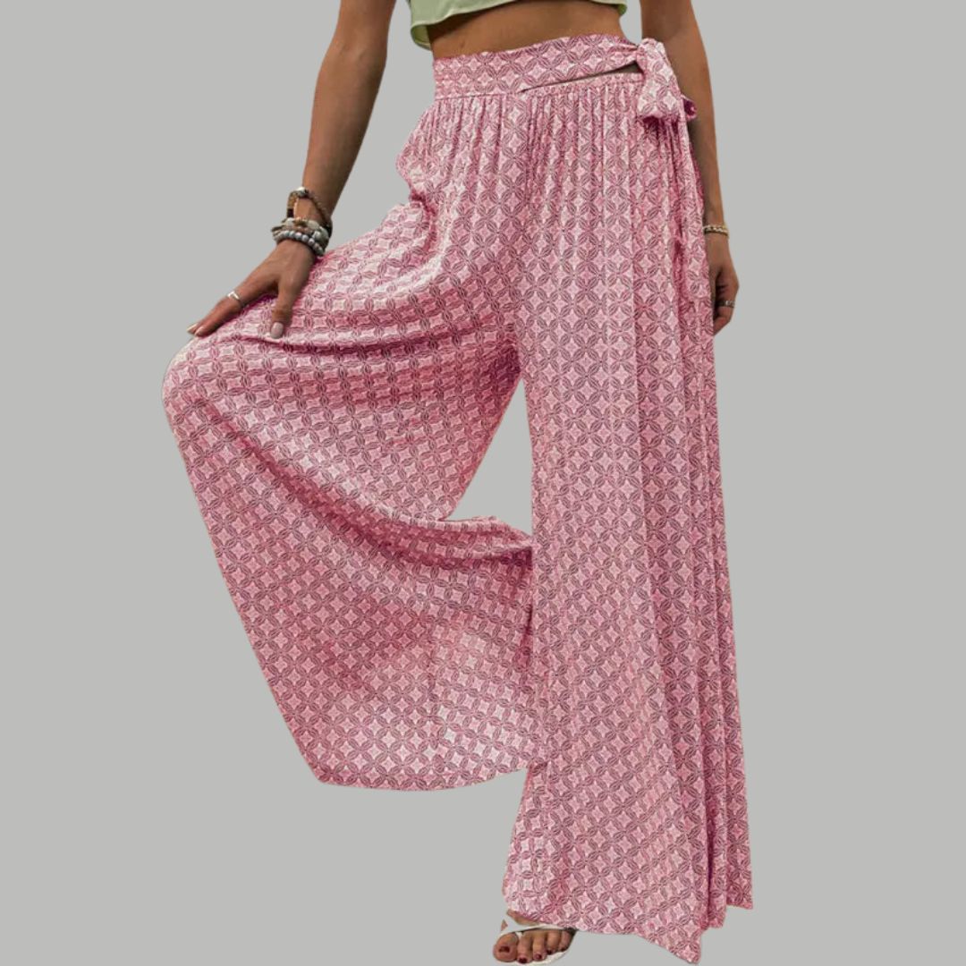 High-waisted wide trousers with print pattern