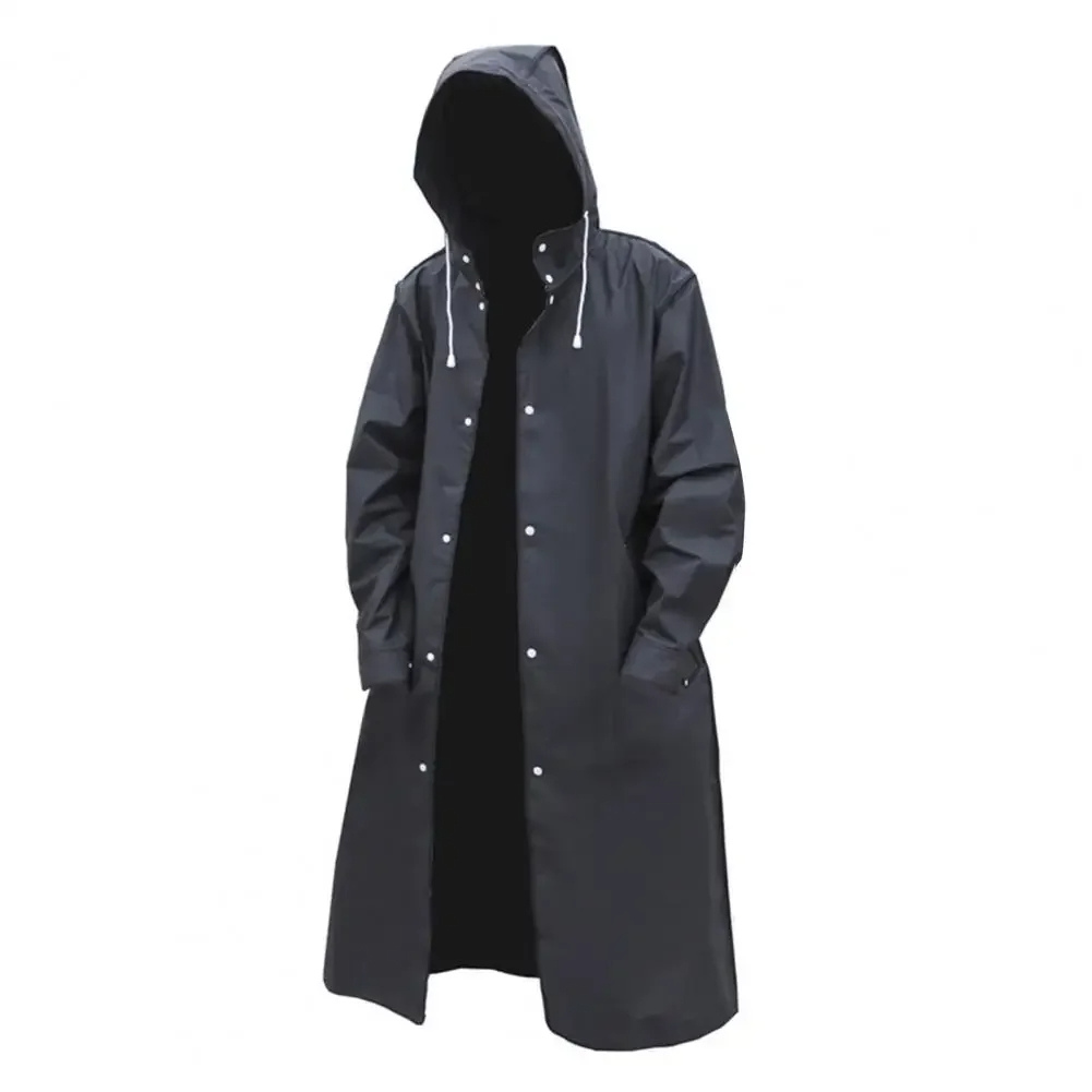 Men's mackintosh long waterproof with hood and pockets