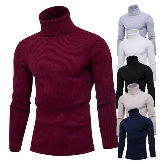 Fashionable turtleneck jumper with rib knit design