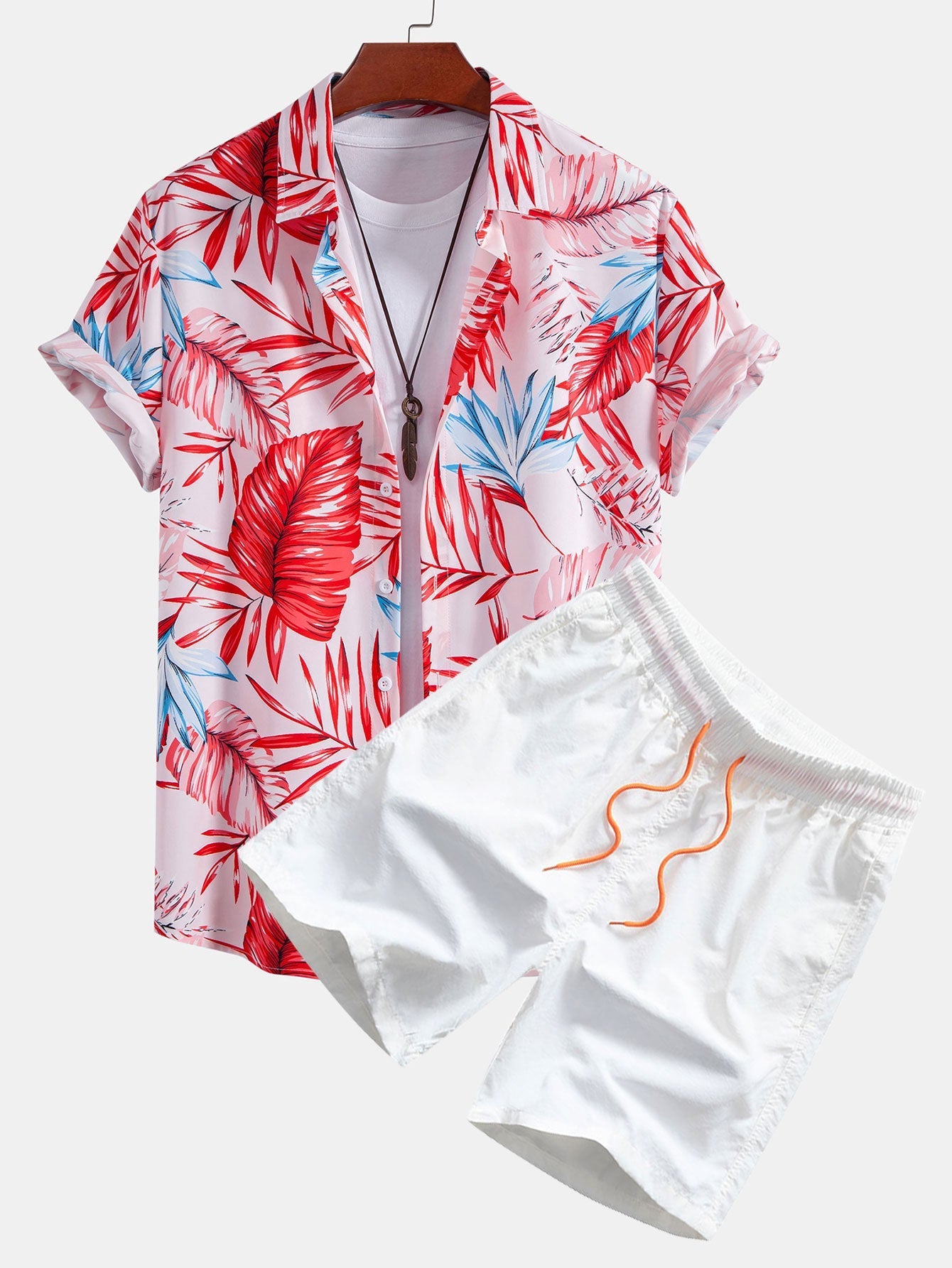 Tropical Print Button Up Shirt & Swim Shorts