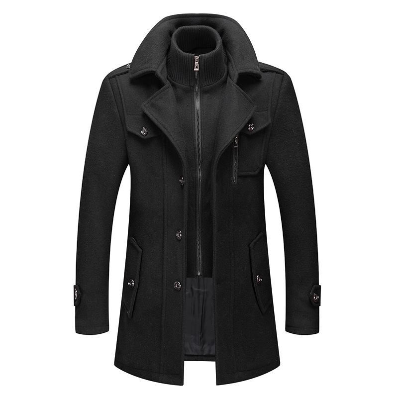 Functional wool coat with zip and pockets