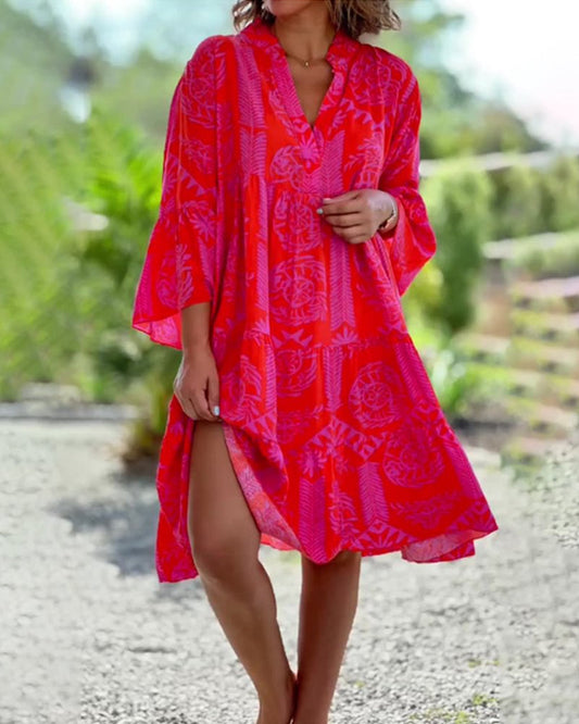 Comfortable Dress With 3/4 Sleeves