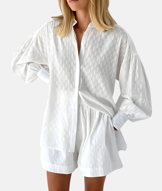 Elegant fabric shirt and shorts set