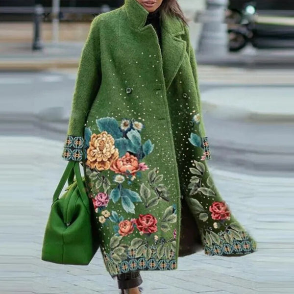 Winter coat with floral pattern