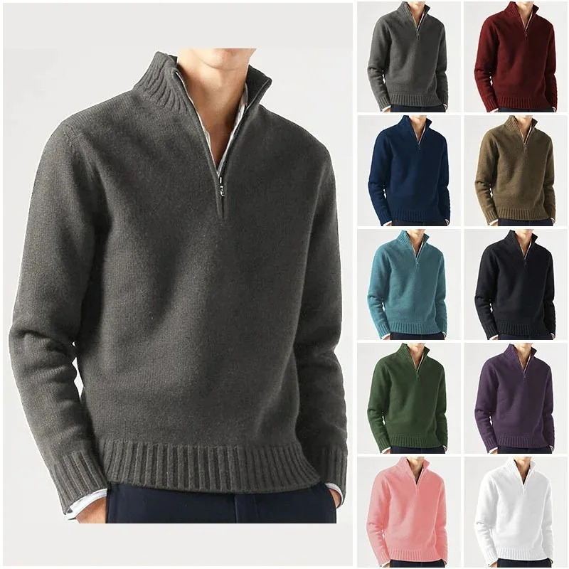 Classic knitted pullover with zip