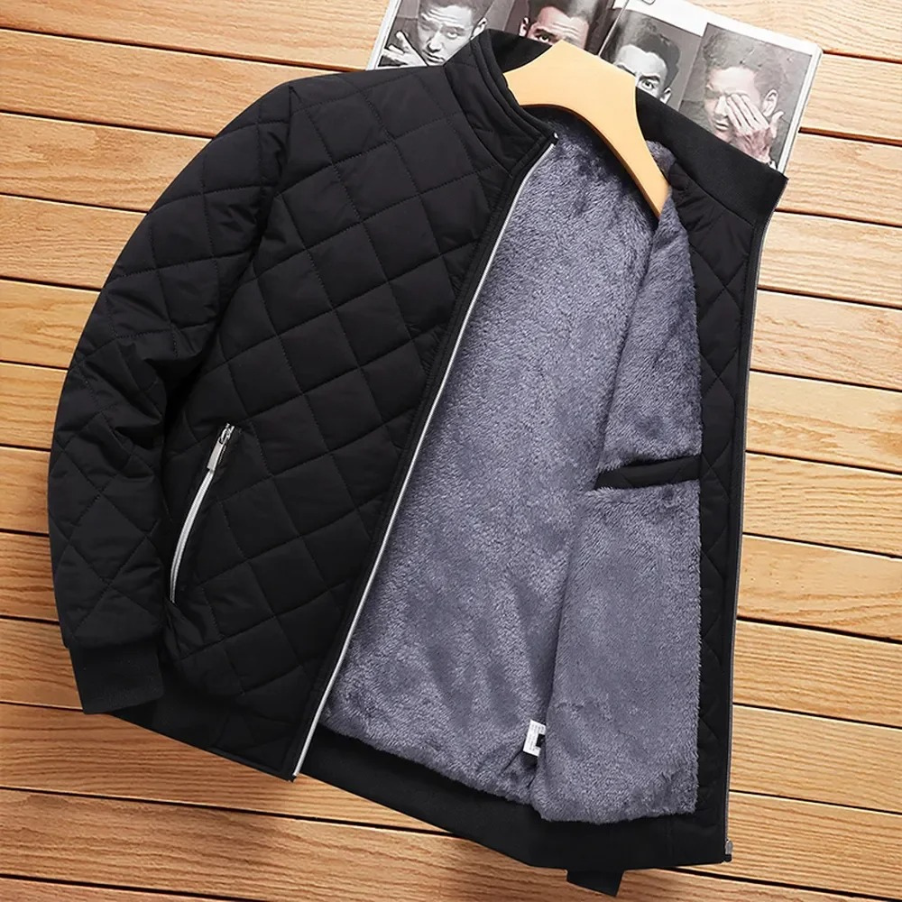 Men's quilted transition jacket with fleece lining