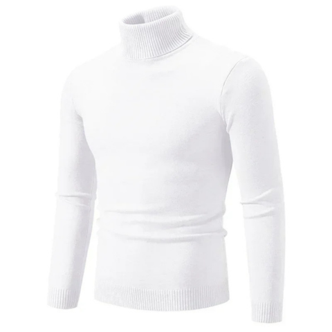 Stylish turtleneck jumper with cable knit pattern