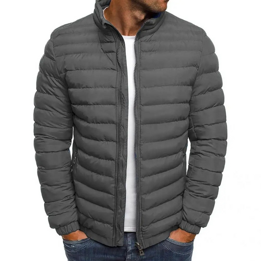 Men's jacket with stand-up collar and front zip