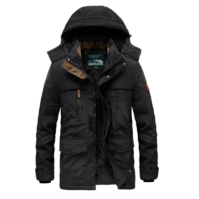 Men's lined parka jacket with durable design