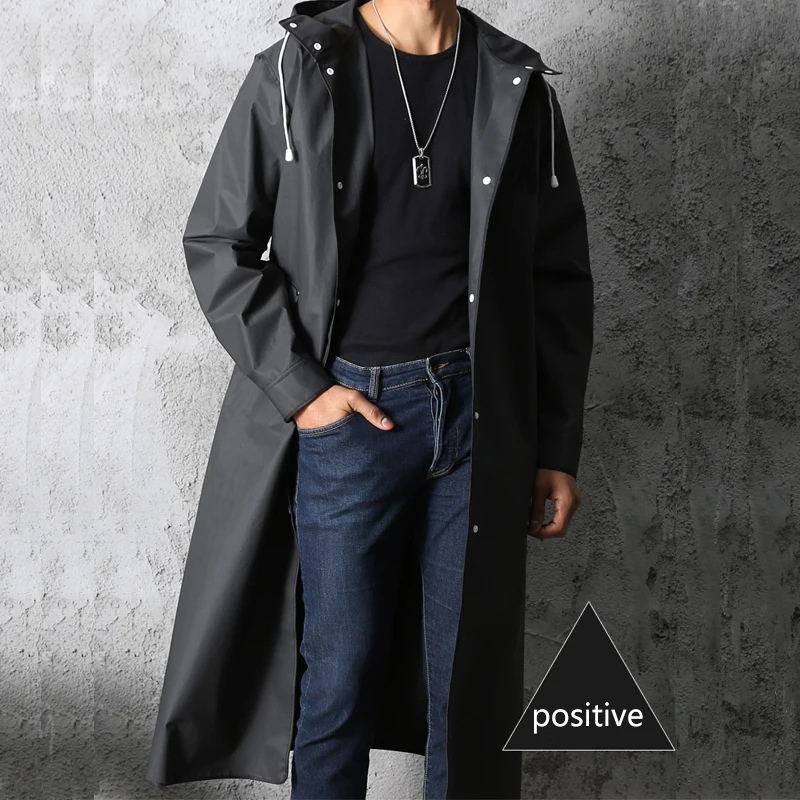 Men's mackintosh long waterproof with adjustable hood