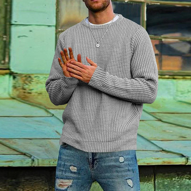 Textured round neck men's jumper for casual street style