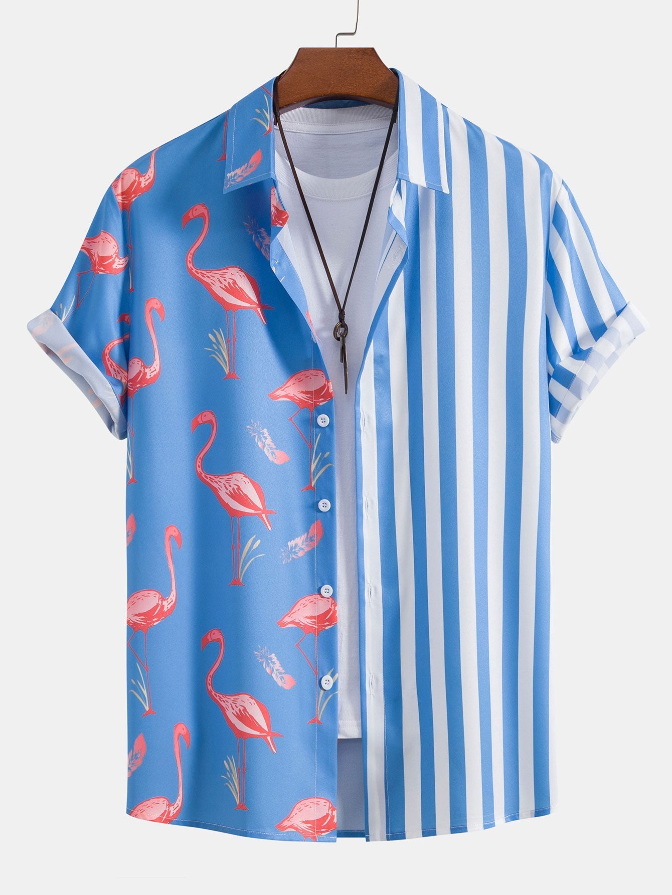 Flamingo Stripe Panel Shirt & Swim Shorts