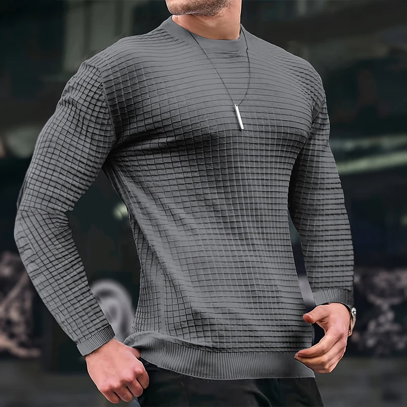 Men's with structure, round neck slim fit jumper