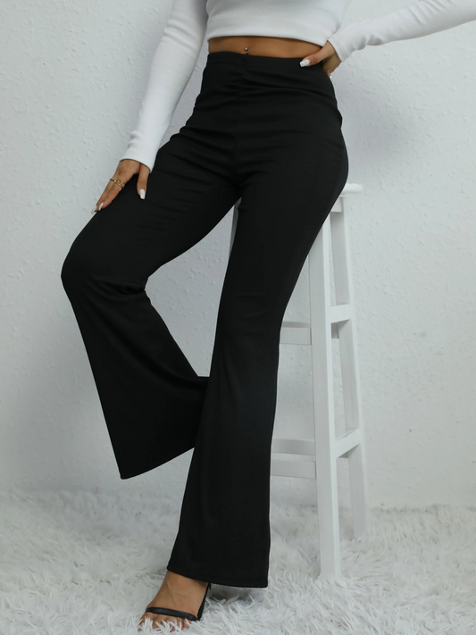 Women's Classic Flared Trousers with High Waist and Stretch