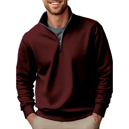 Comfortable sweatshirt with zip and stand-up collar