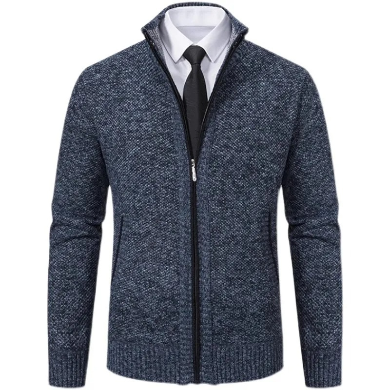 Elegant cardigan with zip and stand-up collar