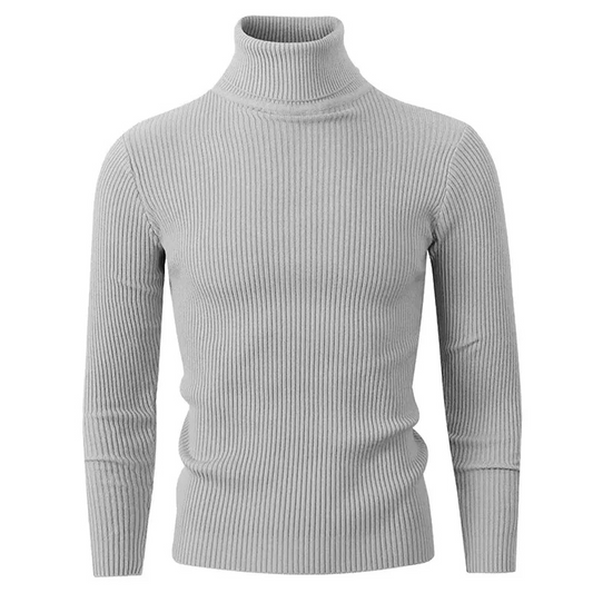 Stylish turtleneck jumper with ribbed structure