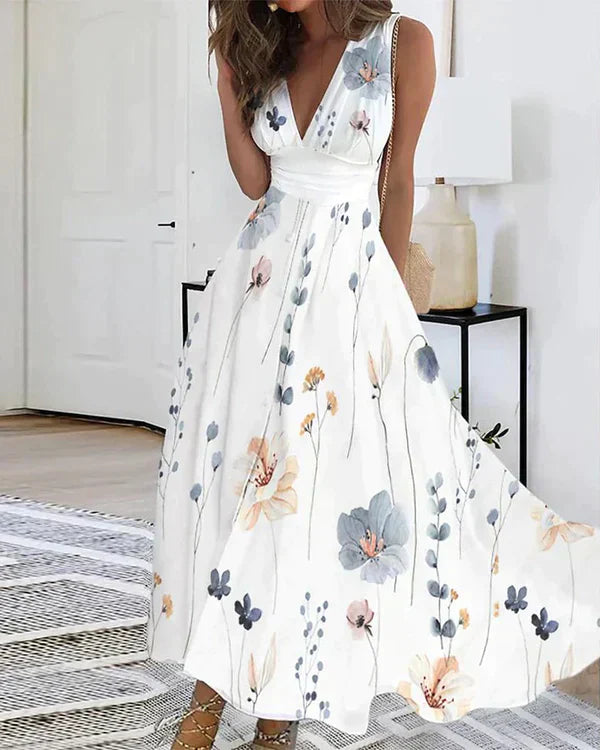 Stylish white floral dress