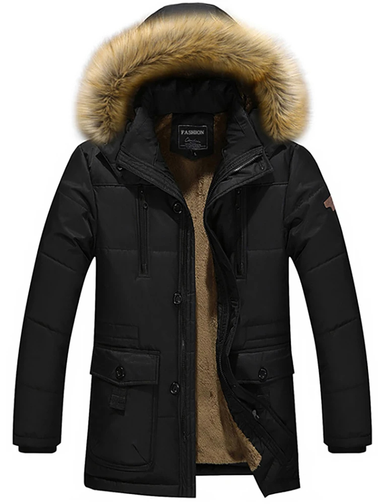 Winter jacket with fur hood and fleece lining