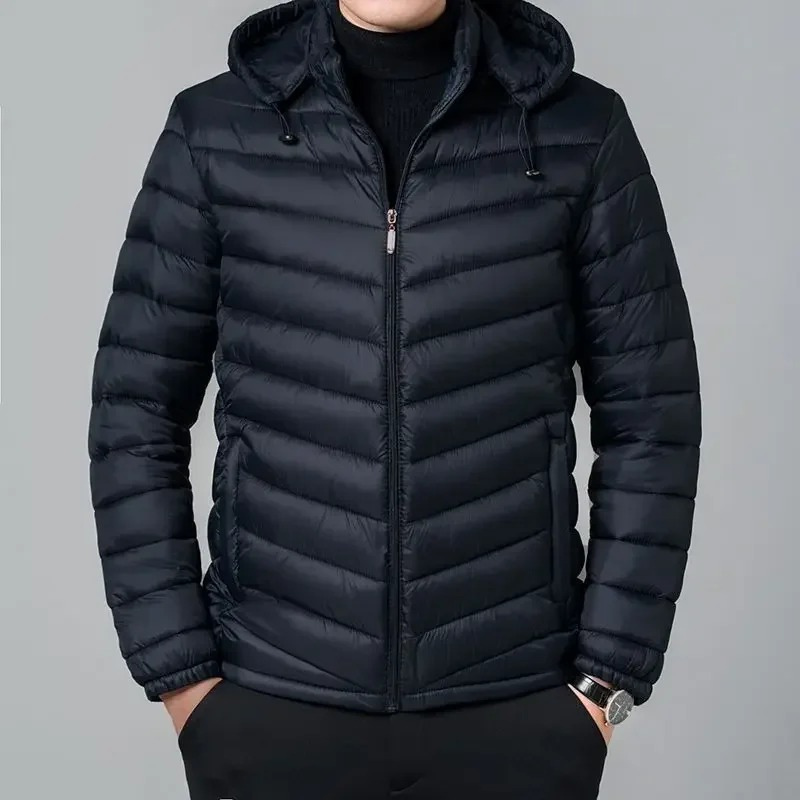 Men's weatherproof puffer jacket with hood and zip