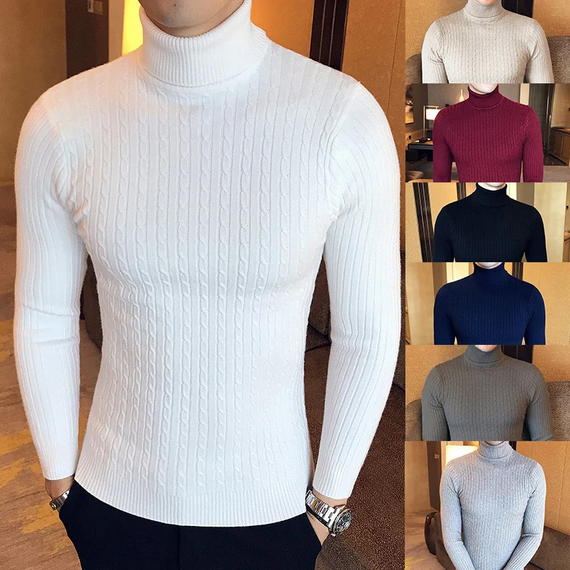 Elegant turtleneck jumper with cable pattern