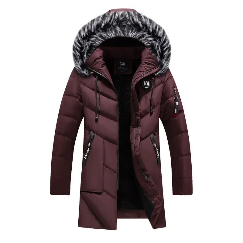 Men's Parka Winter Jacket With Detachable Hood And Zip Pockets