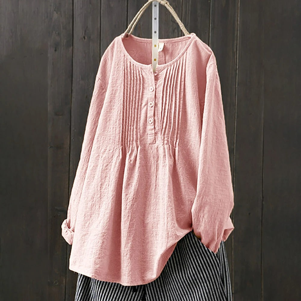 Loose vintage long sleeve blouse for women