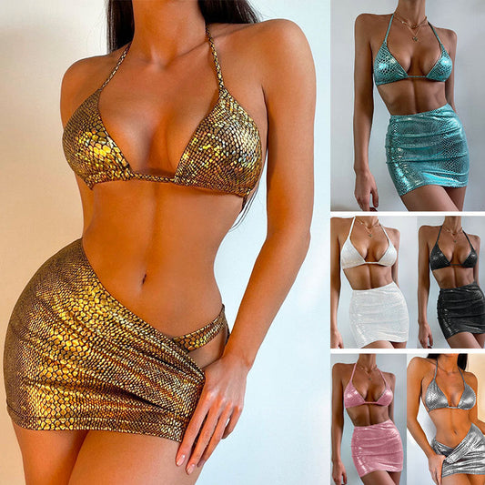 3-piece Snake Print Swimsuits