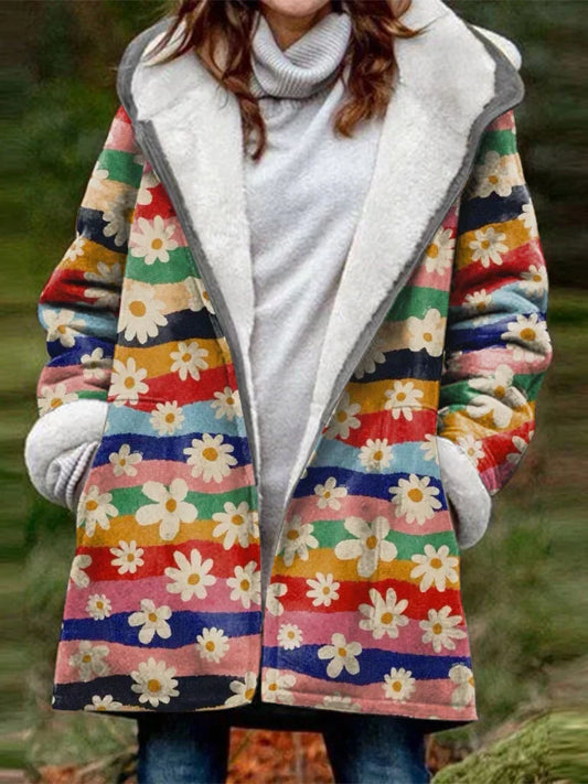 Floral casual hooded jacket