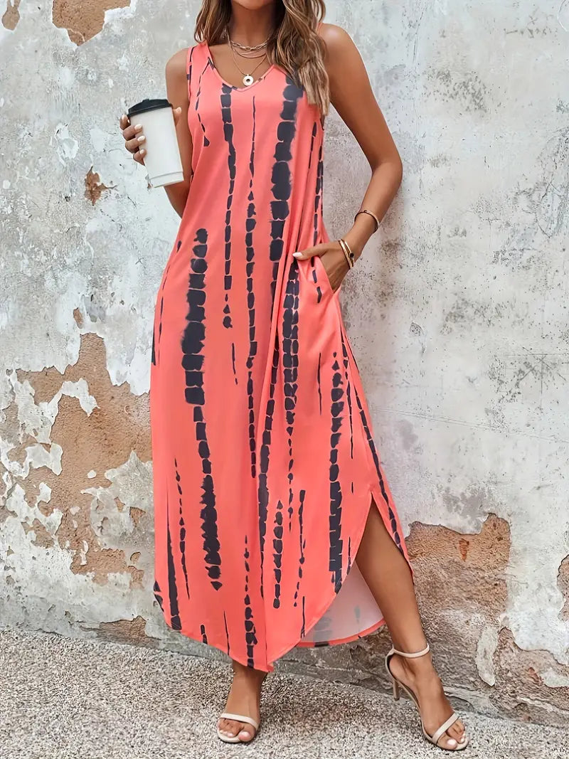 A-line maxi dress with spaghetti straps