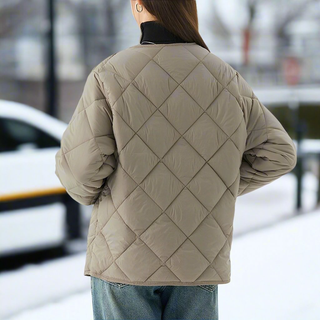 Women - Jacket - Light and Warm Diamond Pattern - Stylish Winter Outerwear for Cozy Comfort