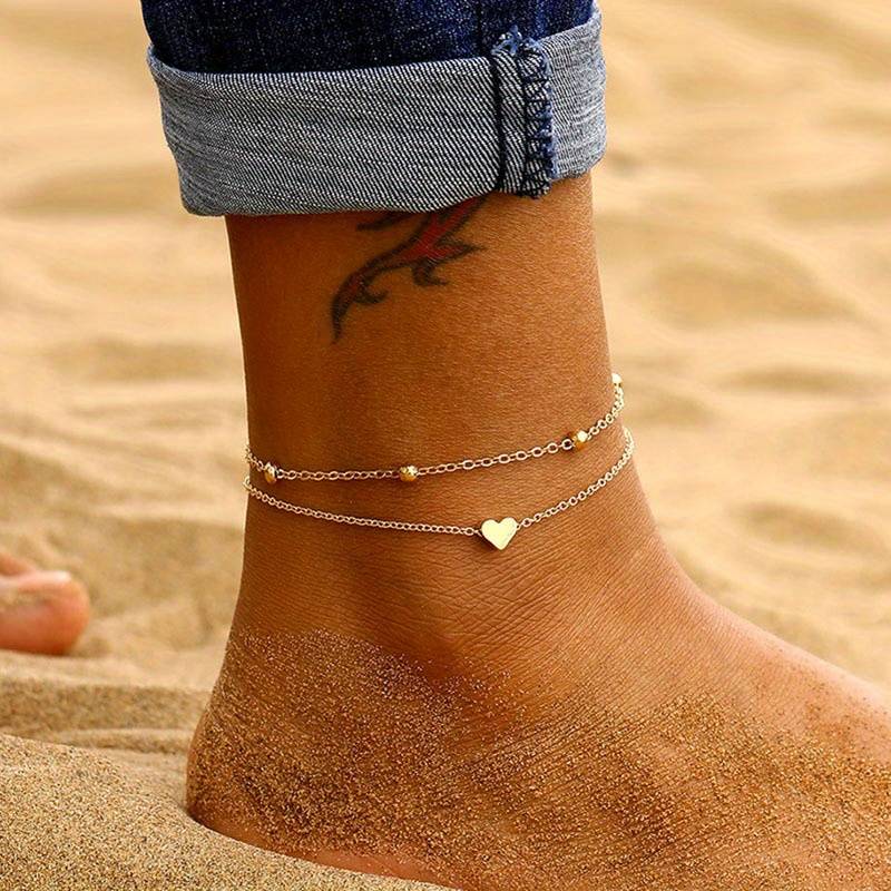 Two-layer heart anklet