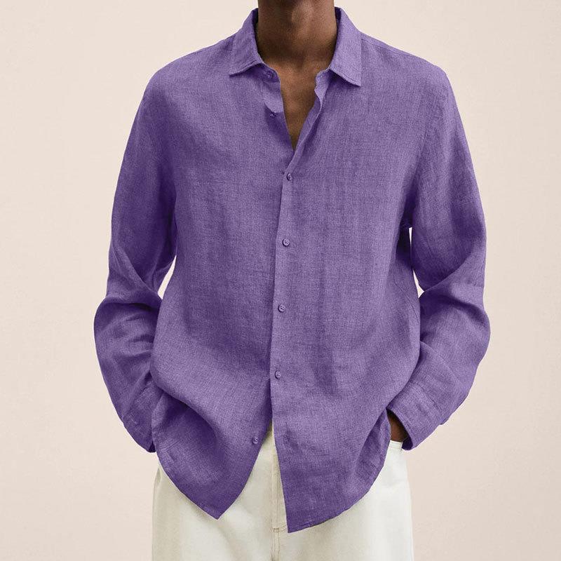 Long-sleeved linen shirts for men