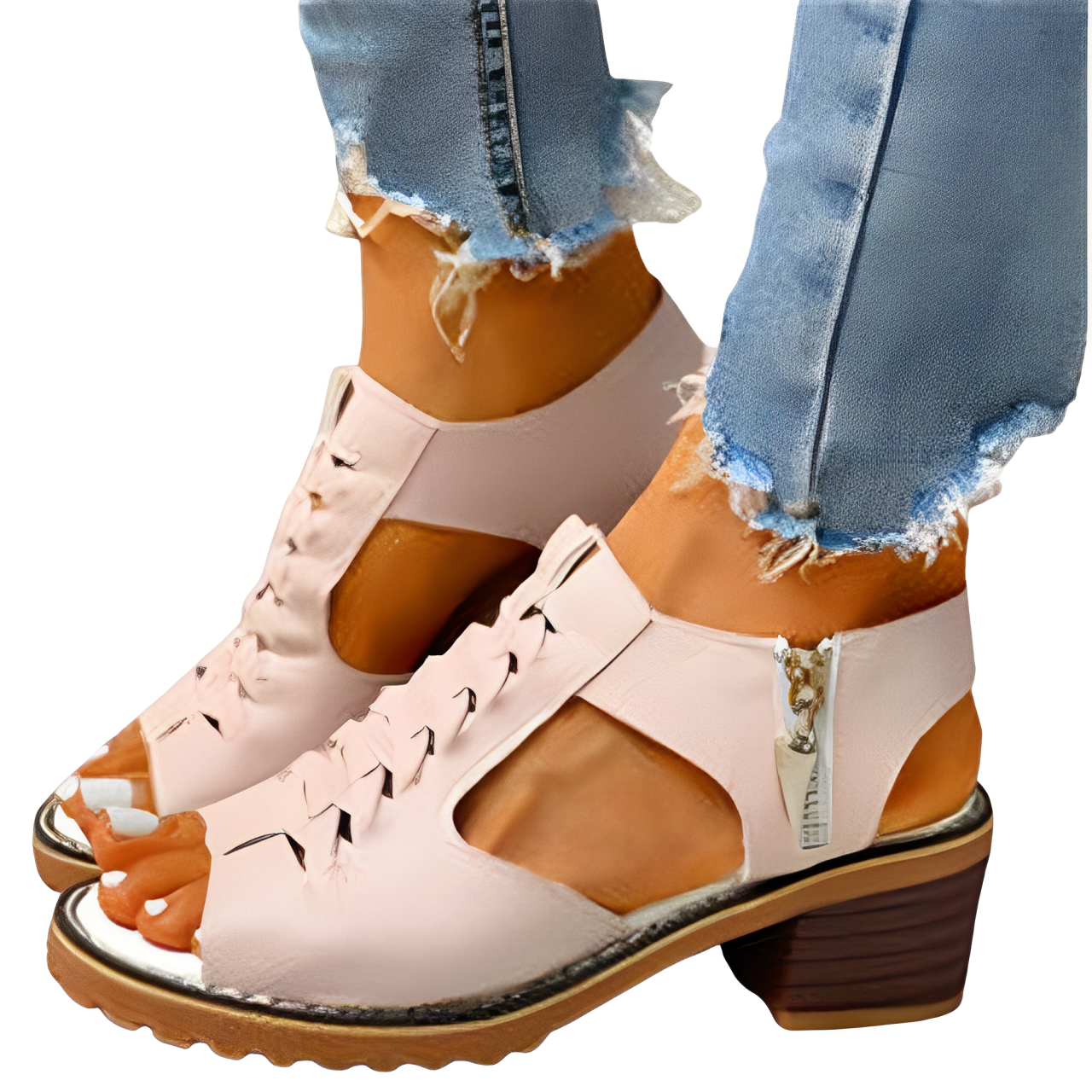 Strappy sandals with zip fastening