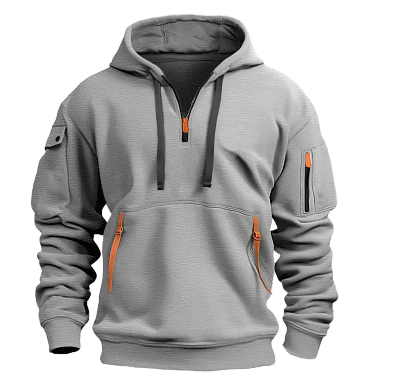 Men - Half Zip Hoodie - Soft Cotton Blend - Comfortable Casual Wear