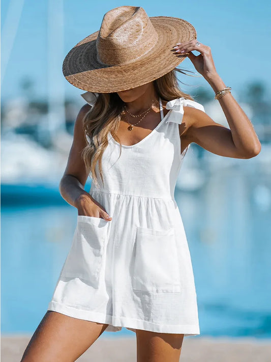 Tie belt Romper