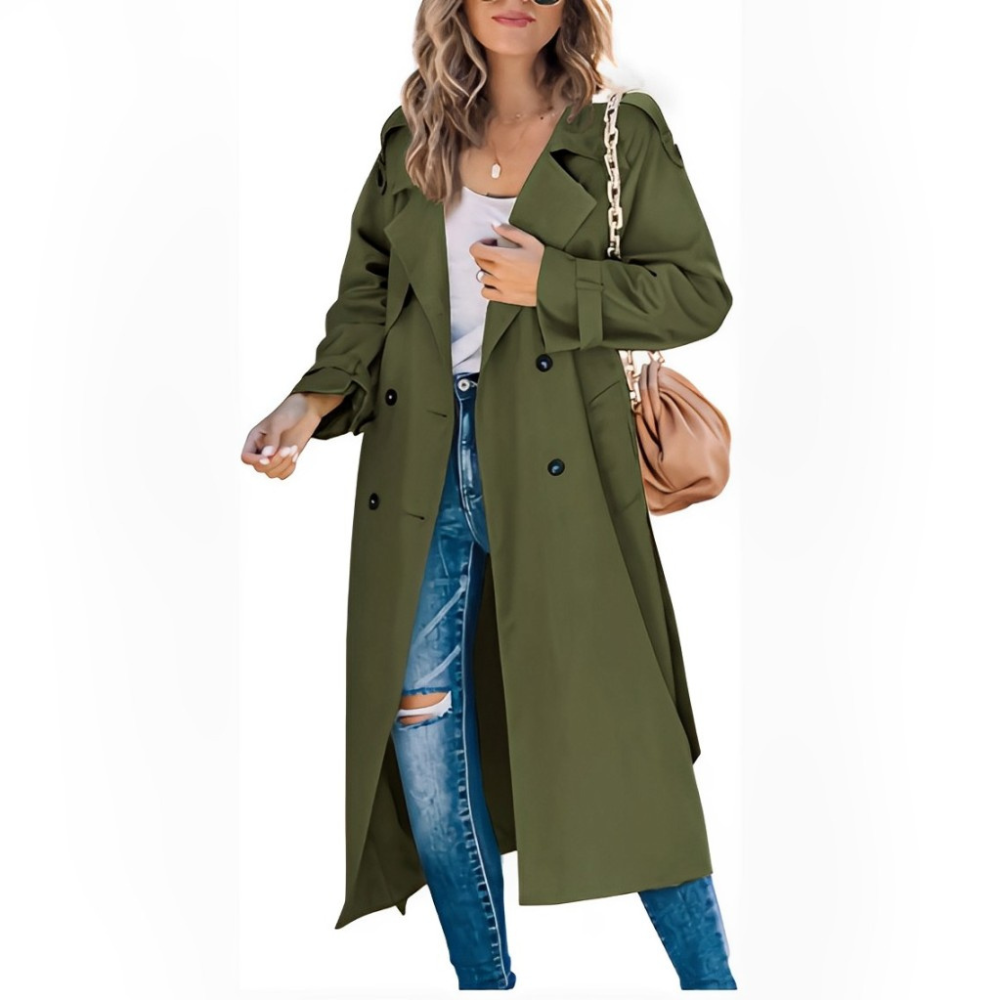 Women's Elegant Trench Coat - Stylish Design with Pockets - Versatile Outerwear for Any Occasion