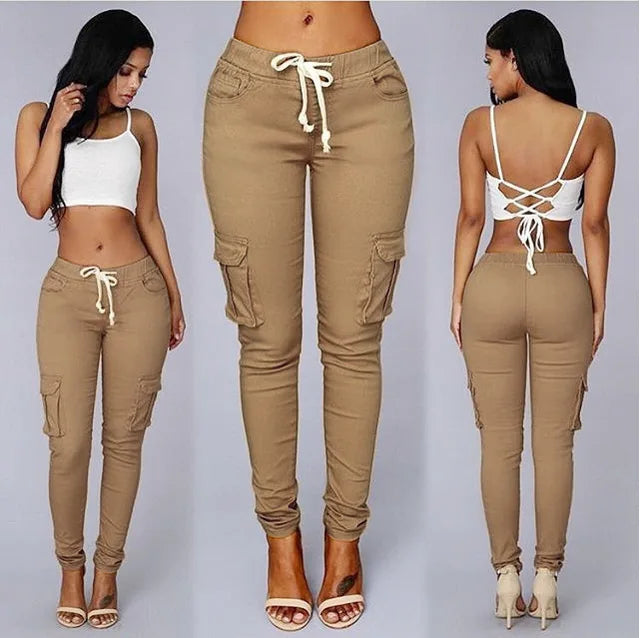 High-waisted cargo trousers