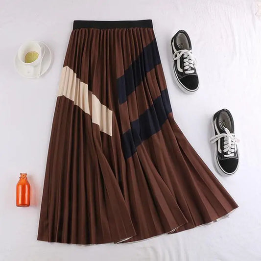 Temperament skirt with colour block design