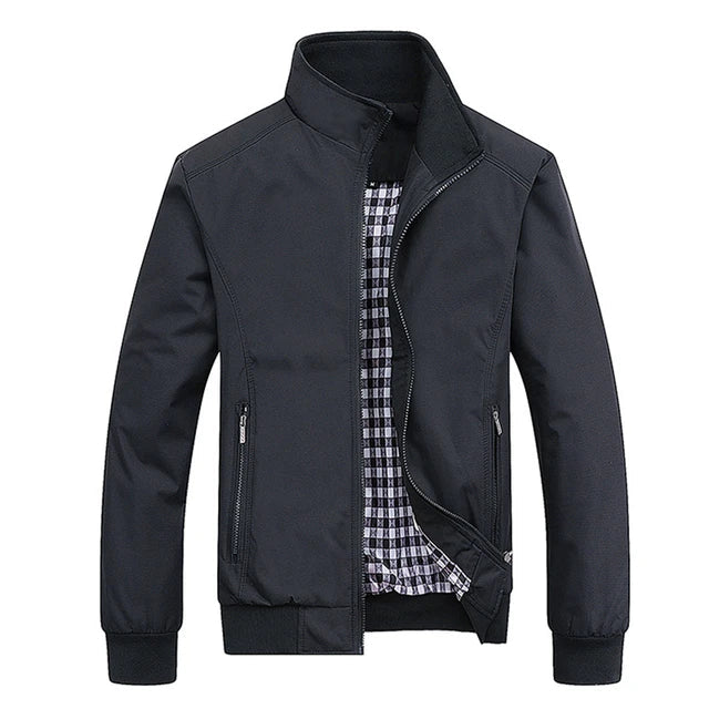 Blue windproof with stand-up collar men's transitional jackets