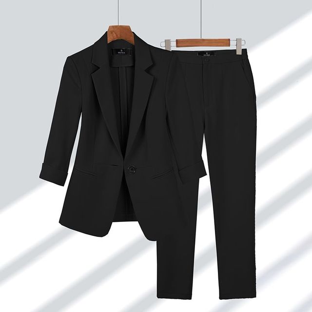 Women's - Stylish Blazer and Trouser Set - Elegant Design - Perfect for Work or Formal Events - Women's Fashion