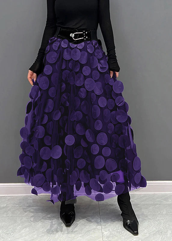 Dotted patchwork tulle skirt